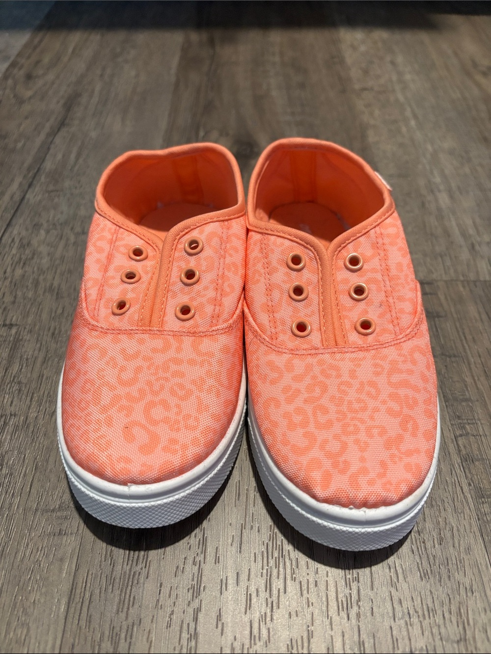 Kids Slip-On Canvas Sneakers in Coral Leopard Print